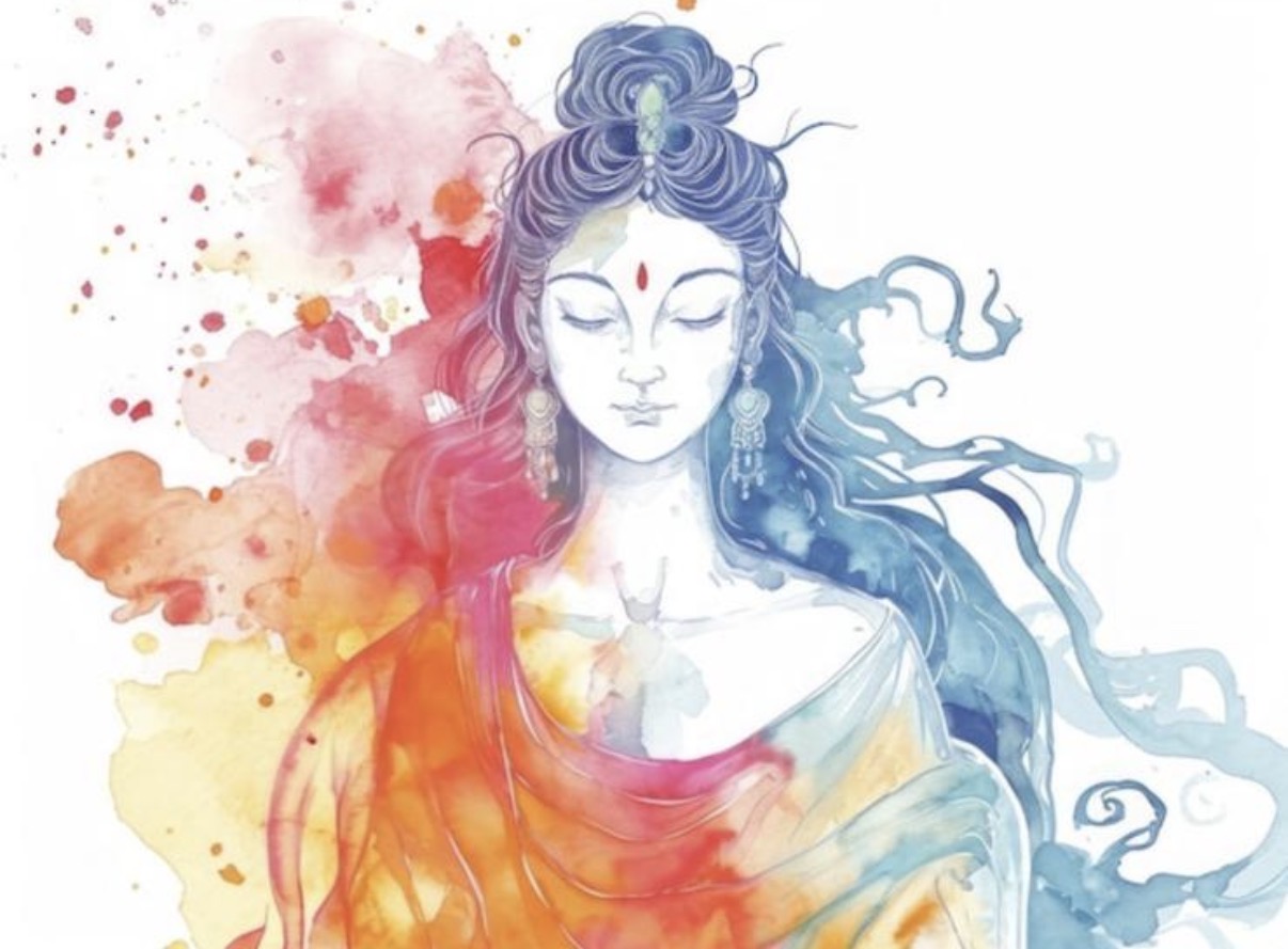 Mantra de Tara y su sílaba semilla reposando sobre una Luna Llena en el corazón de nuestra amada maestra